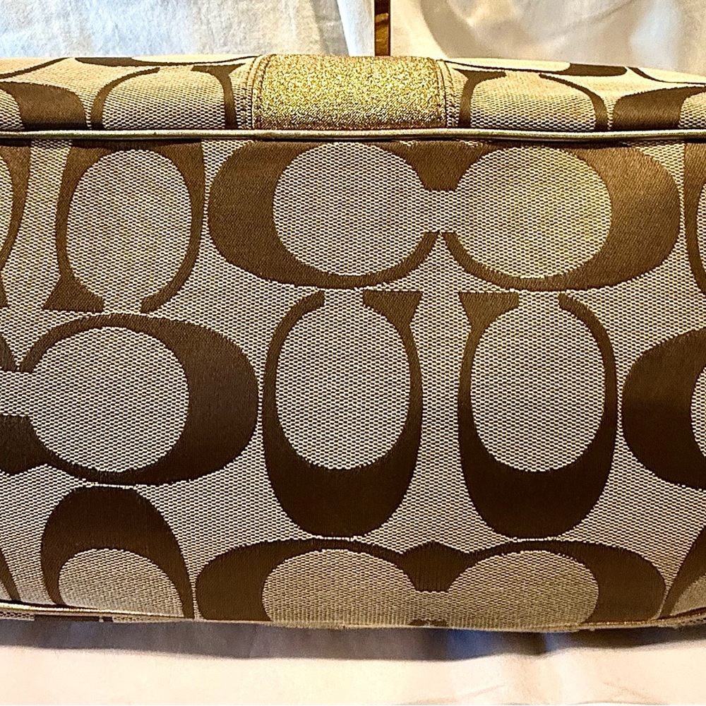 COACH Signature Stripe Framed Carryall Tote - Picture 8 of 13